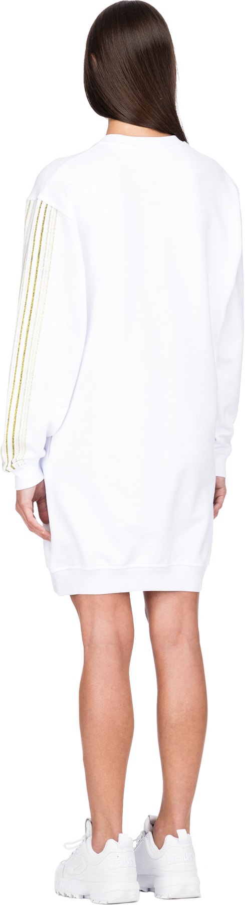 McQ Alexander McQueen: White Repeat Logo Sweater Dress - 3