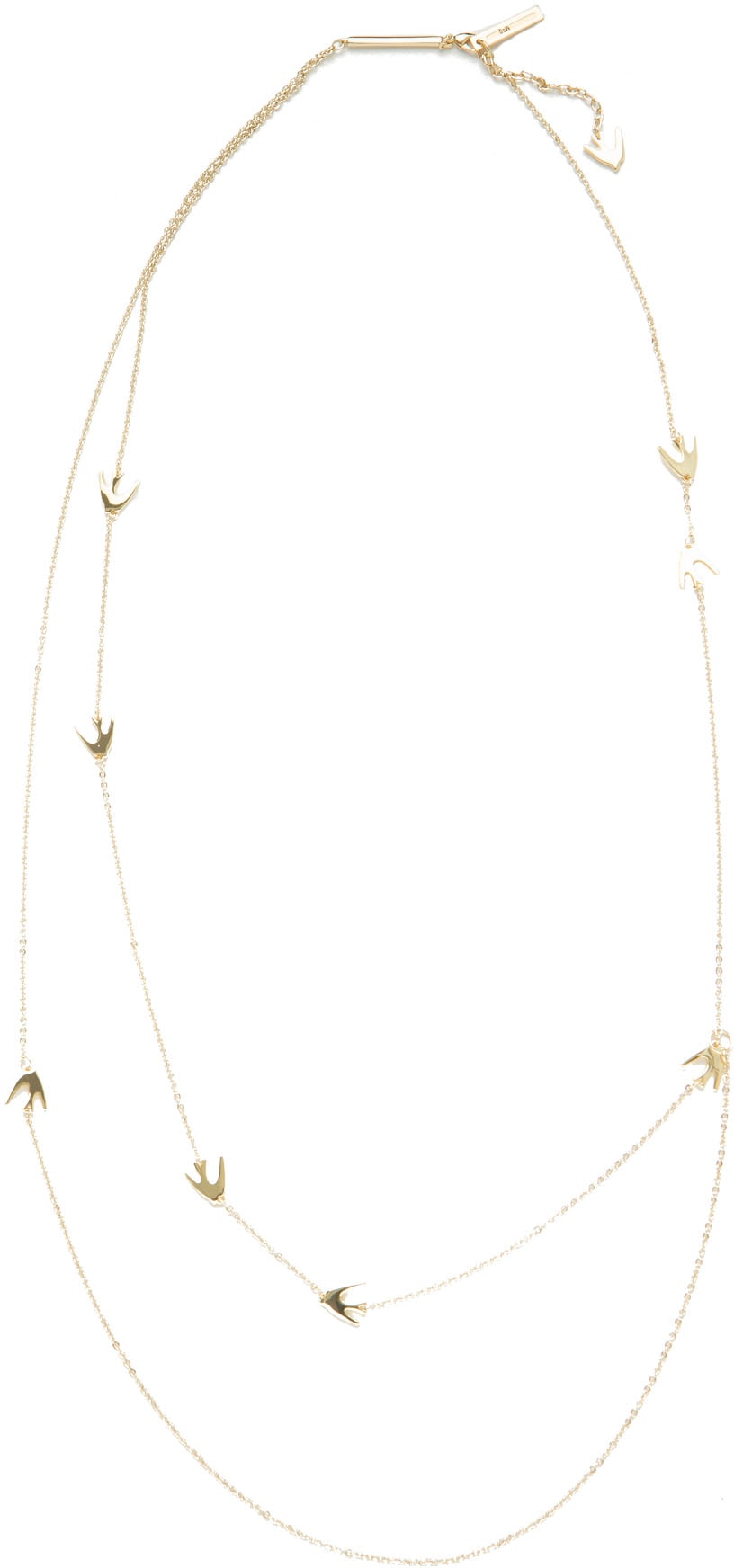 McQ Alexander McQueen: Gold Fine Chain Swallow Necklace - 1