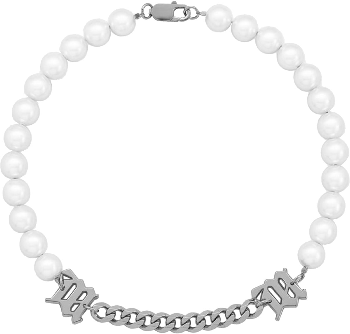 MISBHV: Blanc Collier en Perles et Maillons Blanc - 1