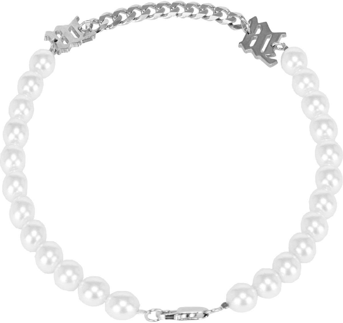 MISBHV: Blanc Collier en Perles et Maillons Blanc - 2