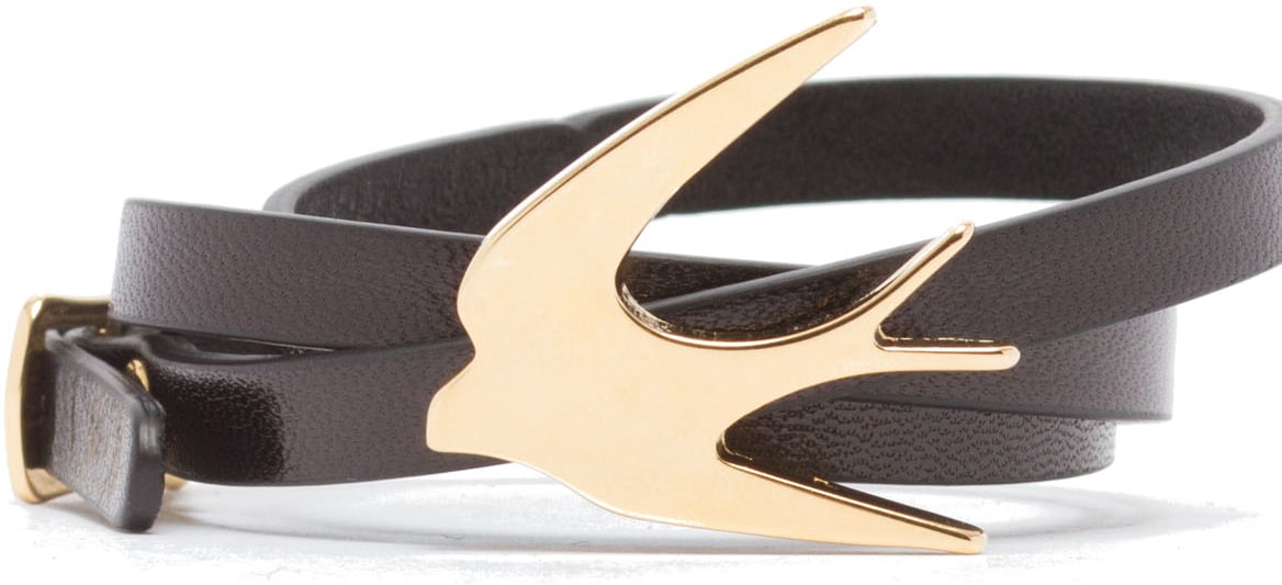 McQ Alexander McQueen: Black Swallow Triple Wrap Bracelet - 1