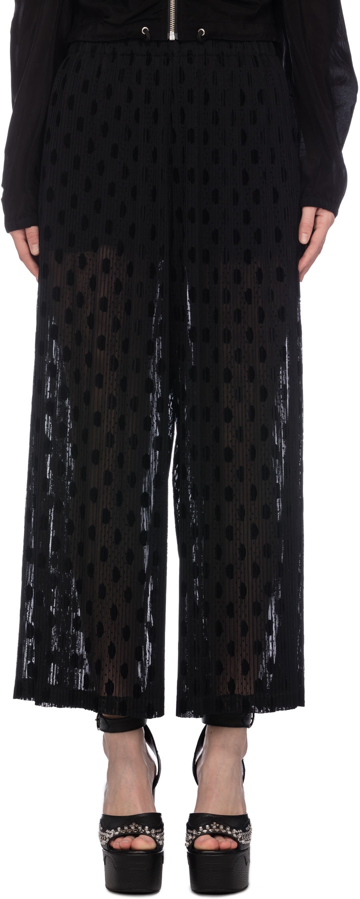 McQ Alexander McQueen: Black Pleated Pull on Pant - 1