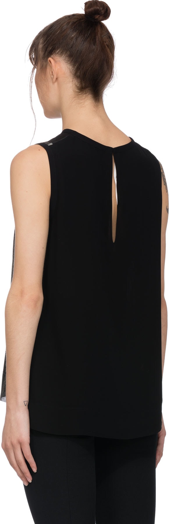 McQ Alexander McQueen: Black Coldness Printed Metalic Sleeveless T-Shirt - 3