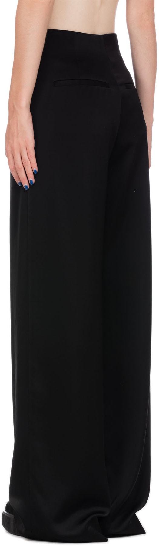 McQ Alexander McQueen: Black Wide Leg Satin Pants - 3