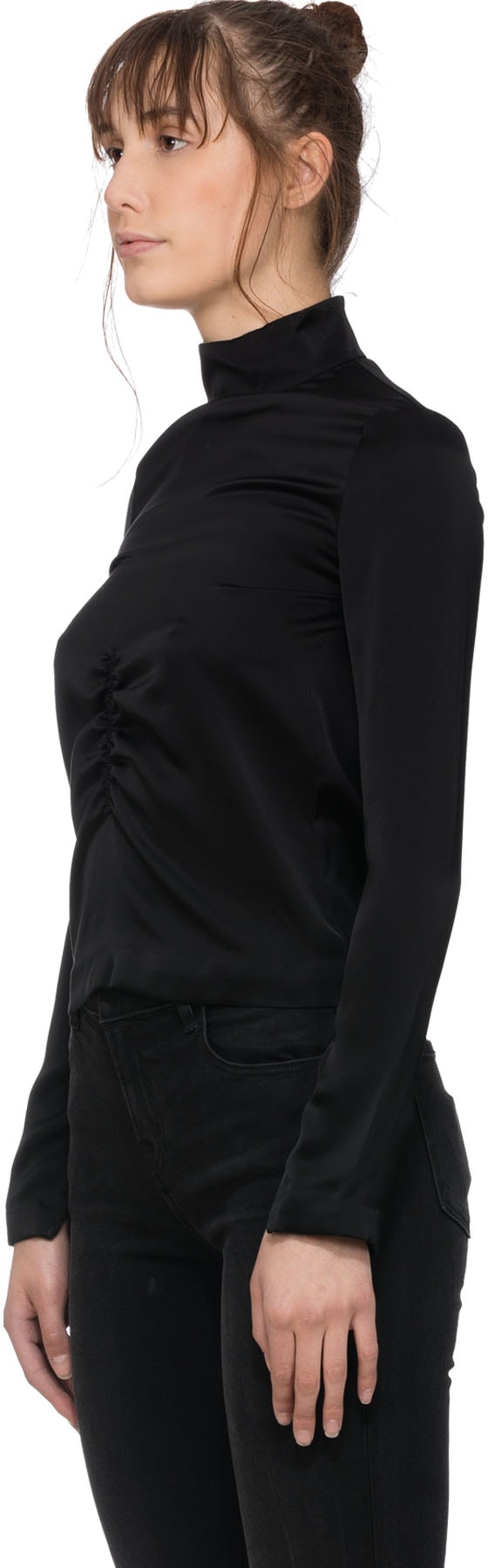 McQ Alexander McQueen: Black Long Sleeve Mock Neck T-Shirt - 2
