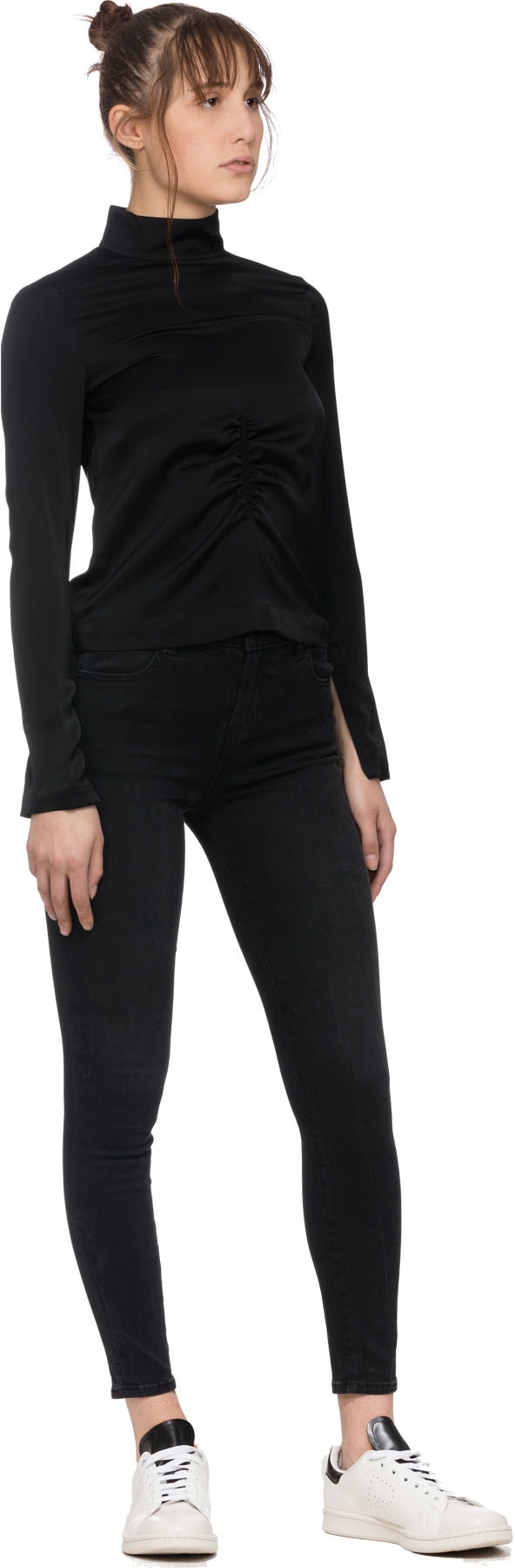 McQ Alexander McQueen: Black Long Sleeve Mock Neck T-Shirt - 4