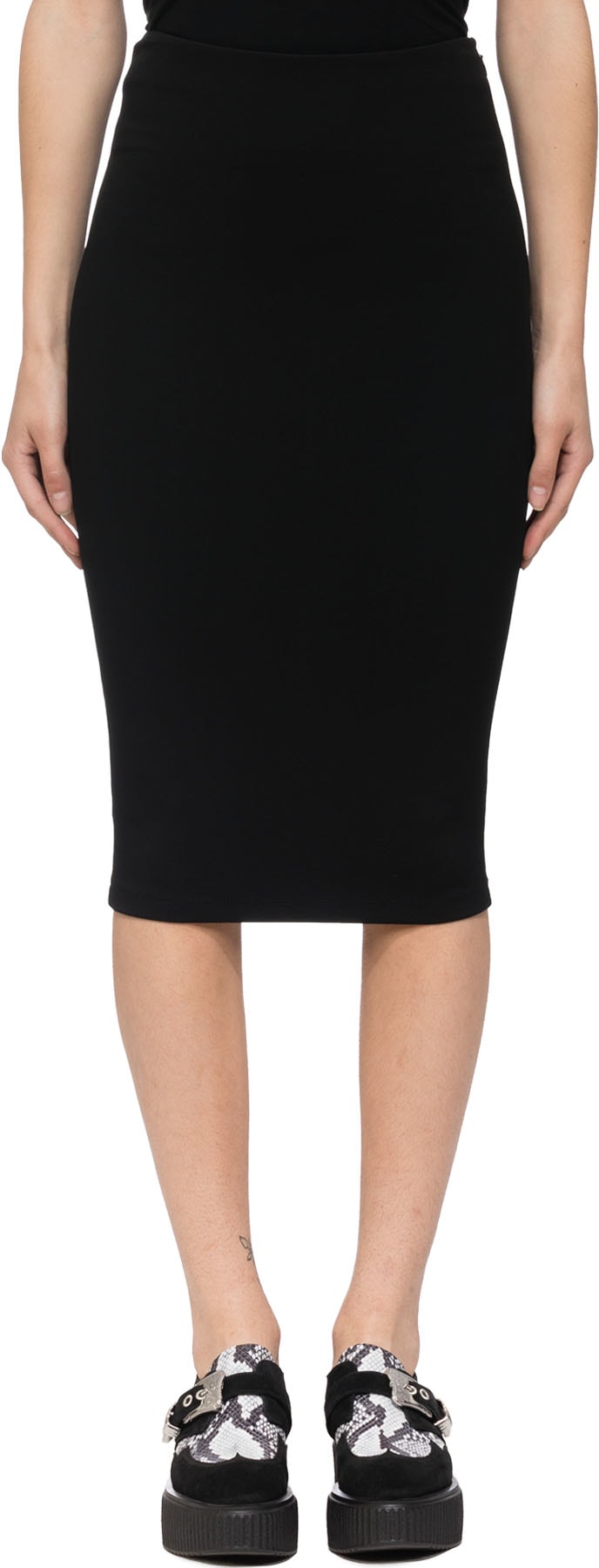 alexanderwang.t: Black Ponte Midi Skirt with Zip - 1