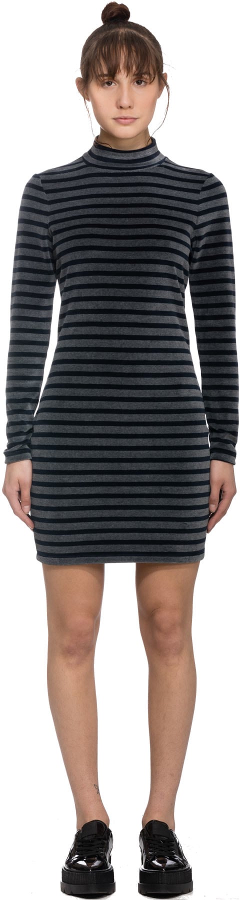 alexanderwang.t: Multicolor Long Sleeve Velour Turtle Neck Dress - 1