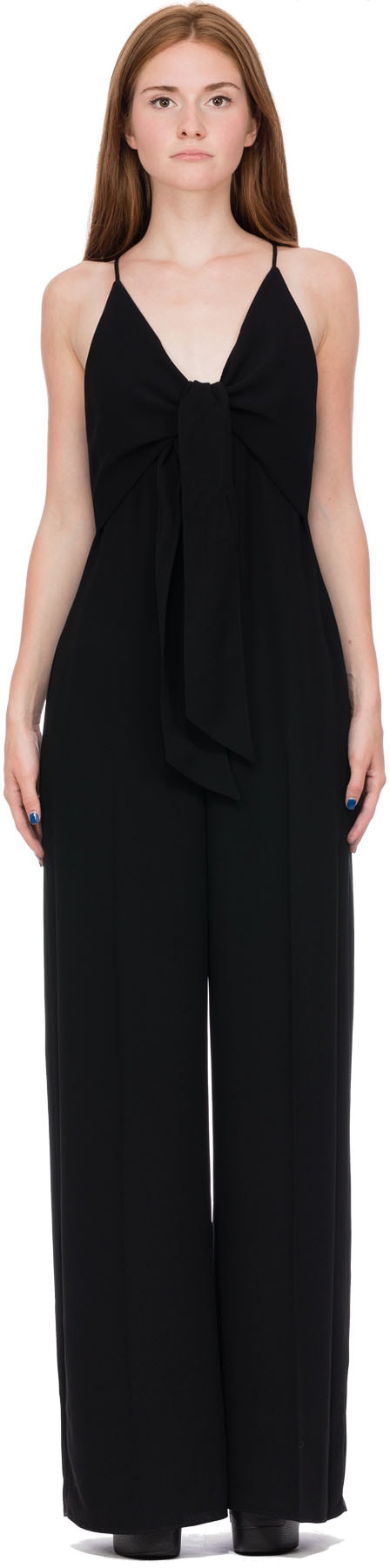alexanderwang.t: Black Tie Front Wide Leg Jump Suit - Black - 1
