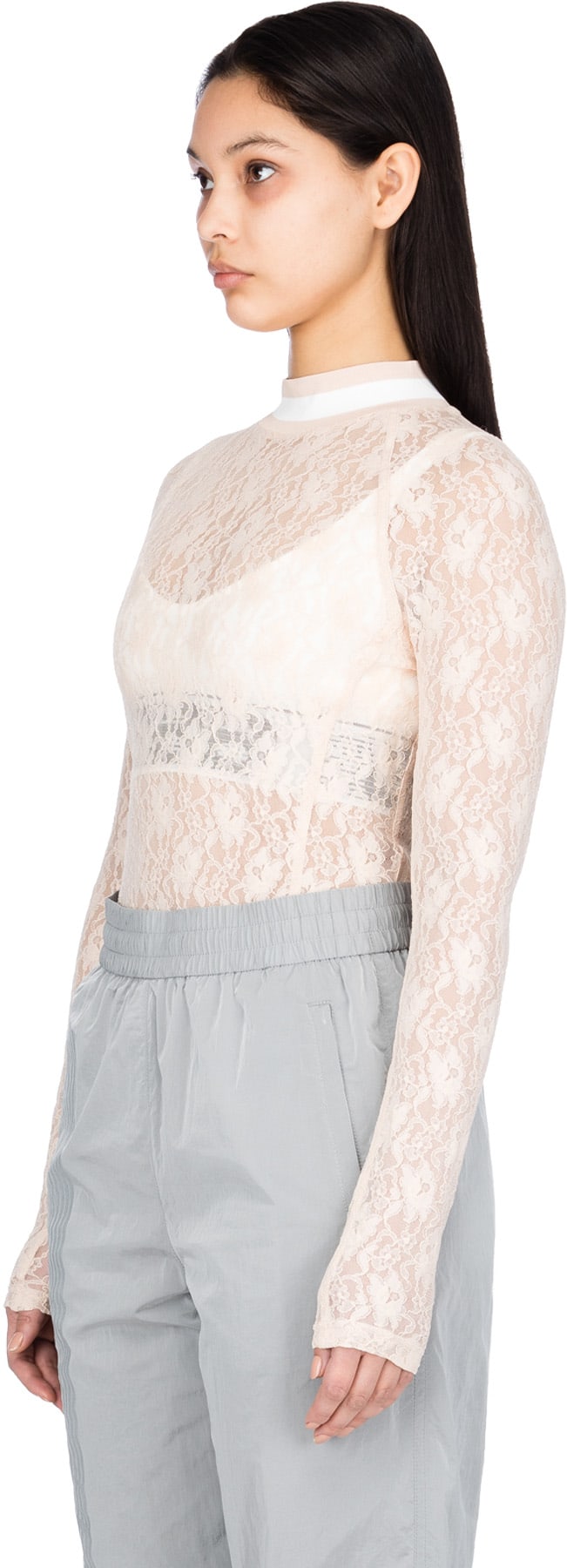 alexanderwang.t: Neutrals Stretch Lace Bodysuit - 2