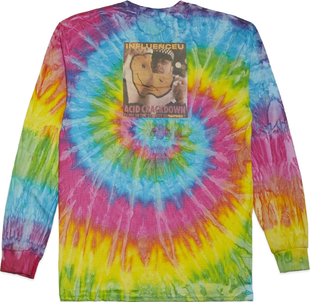 influenceu: Multicolor Acid Crackdown Tie Dye Long Sleeve T-Shirt - 2