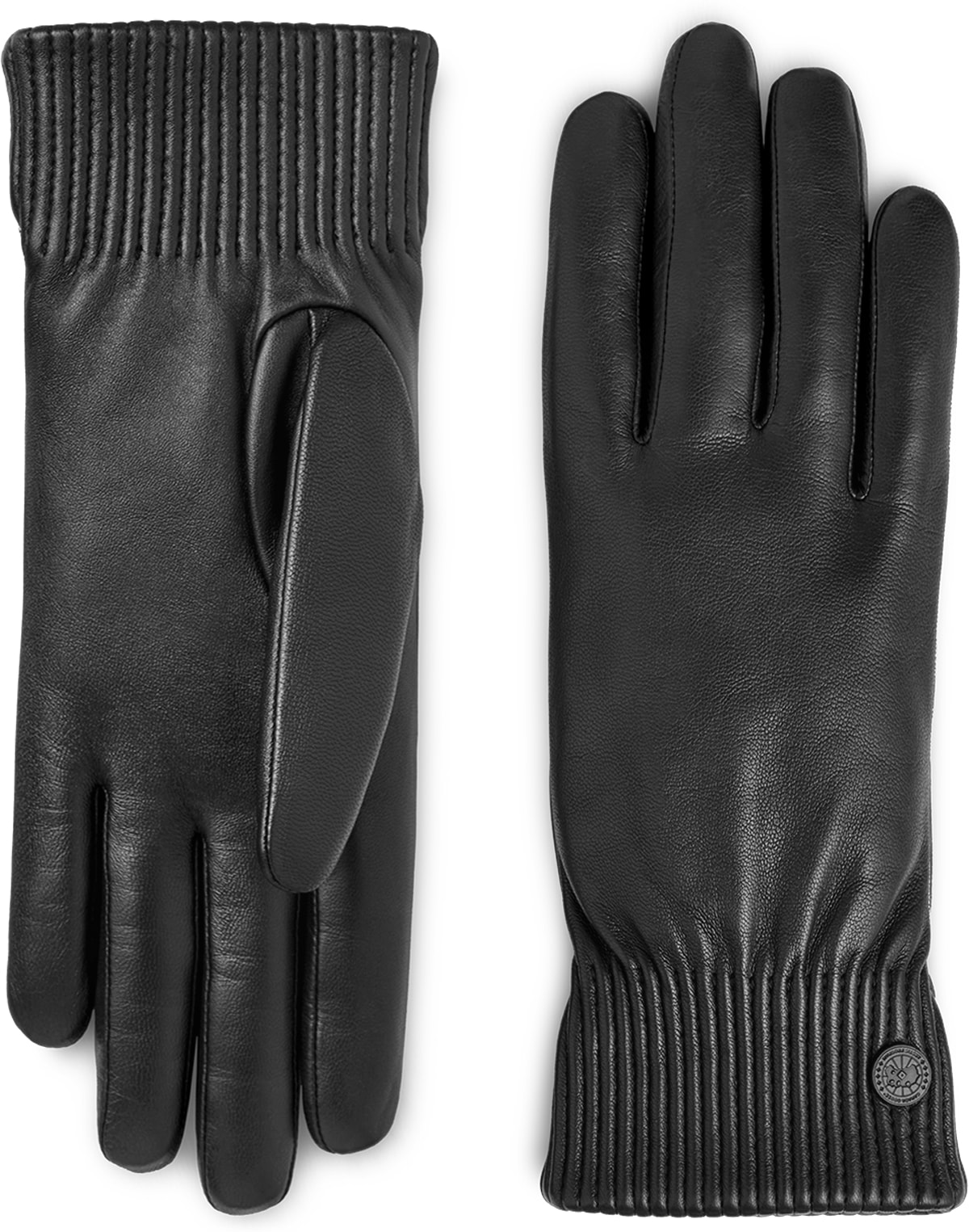 Canada Goose: Noir Gants Lux en Cuir Noir - 1