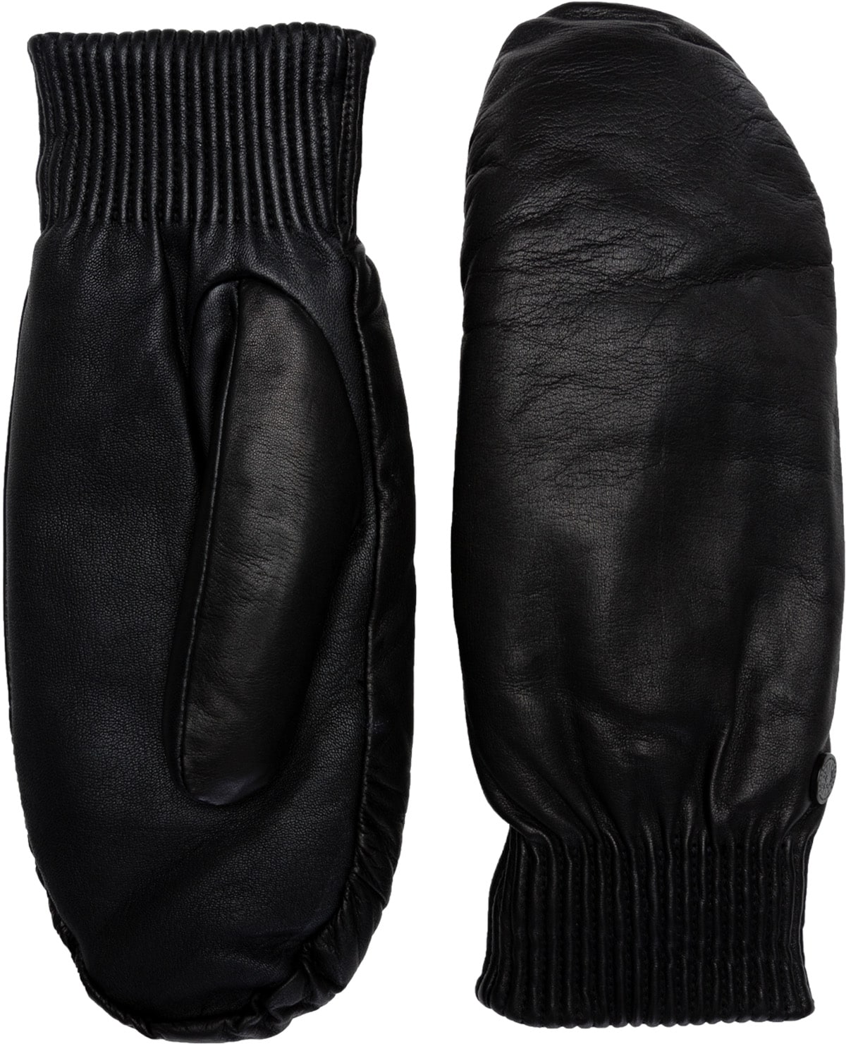 Canada Goose: Black Black Label Leather Rib Mitts - 1