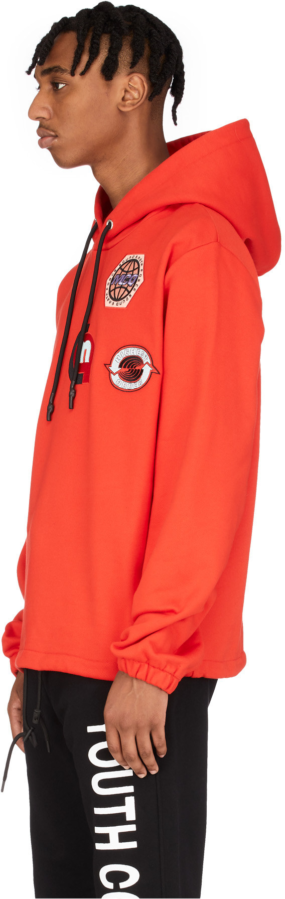 McQ Alexander McQueen: Rouge Veste à Capuche Universelle Patchwork à Cordons Rouge - 2