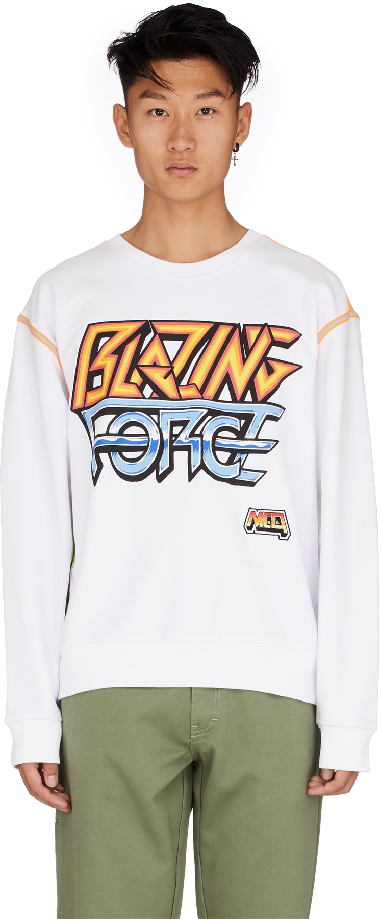 McQ Alexander McQueen: Blanc Pull Blazing Force Blanc - 1