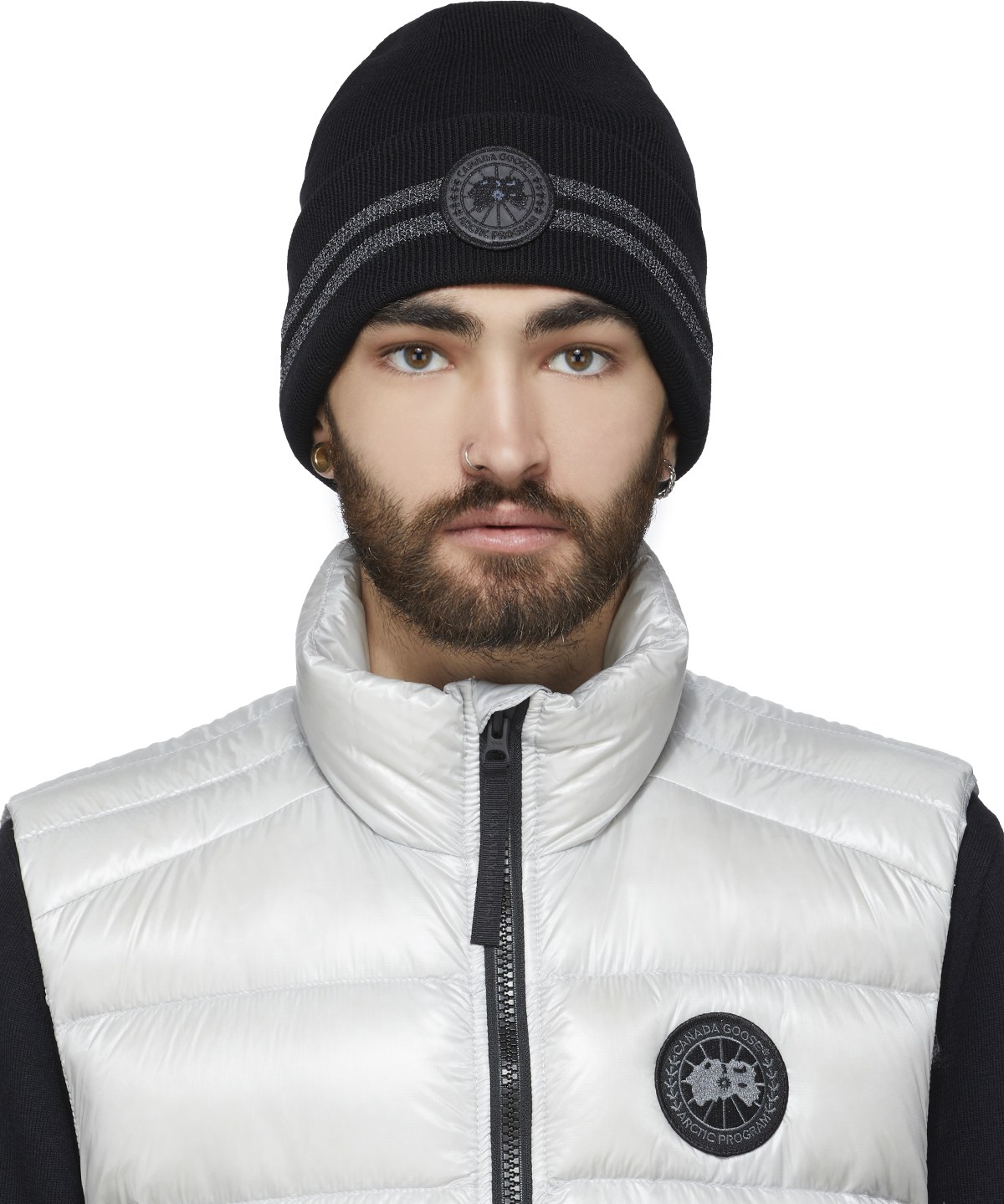 Canada Goose: Noir Toque Réfléchissant avec Écusson Arctic Noir - 1