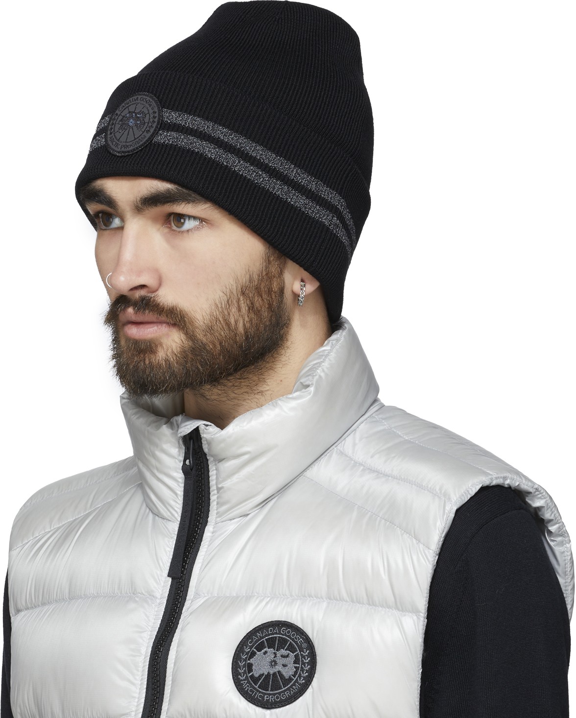 Canada Goose: Noir Toque Réfléchissant avec Écusson Arctic Noir - 2