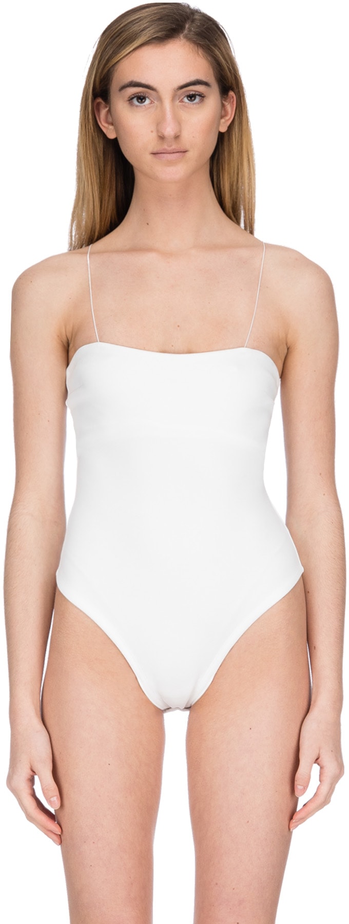 influenceu: White Camisole Bodysuit - 1