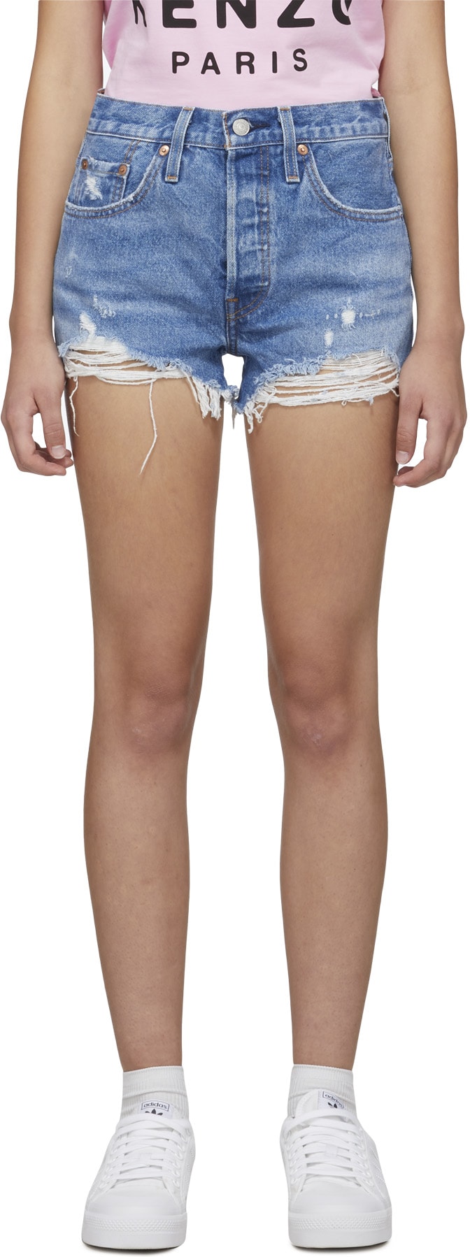 Levis: Blue 501 Original Shorts - 1