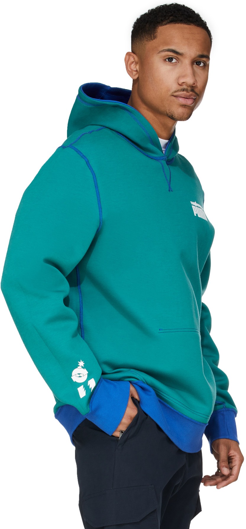 Puma: Blue Puma x The Hundreds Reversible Hoodie - 3