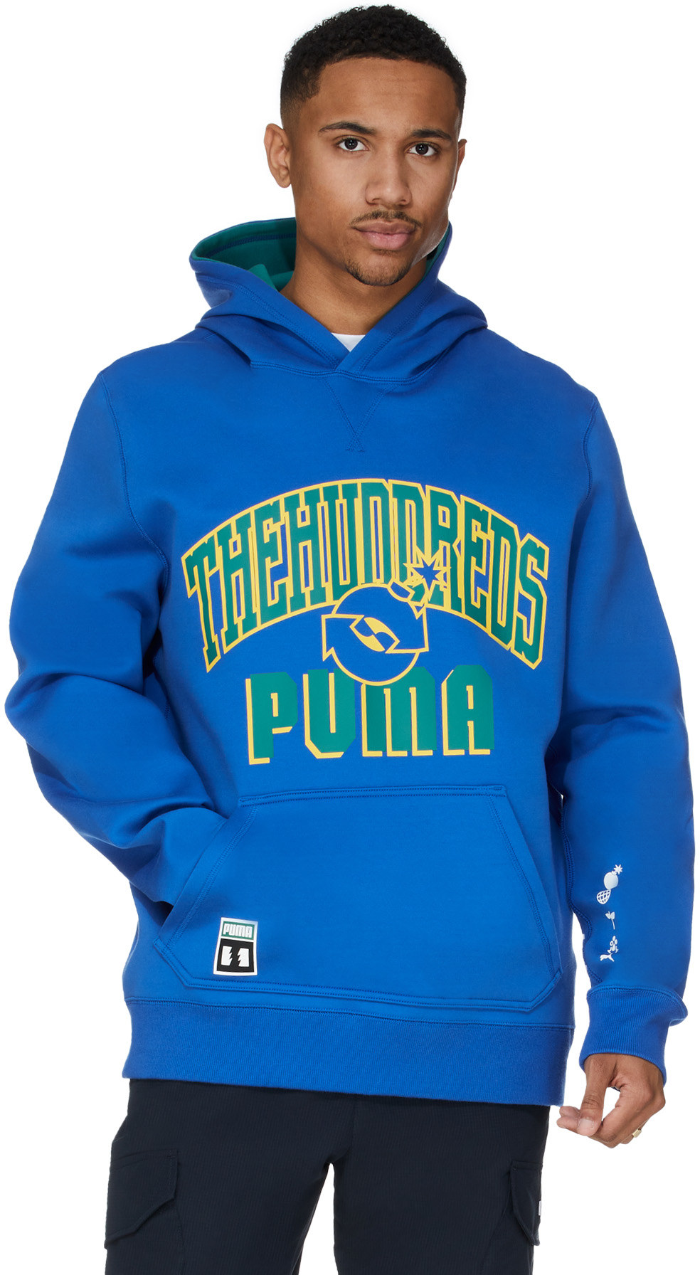 Puma: Blue Puma x The Hundreds Reversible Hoodie - 4