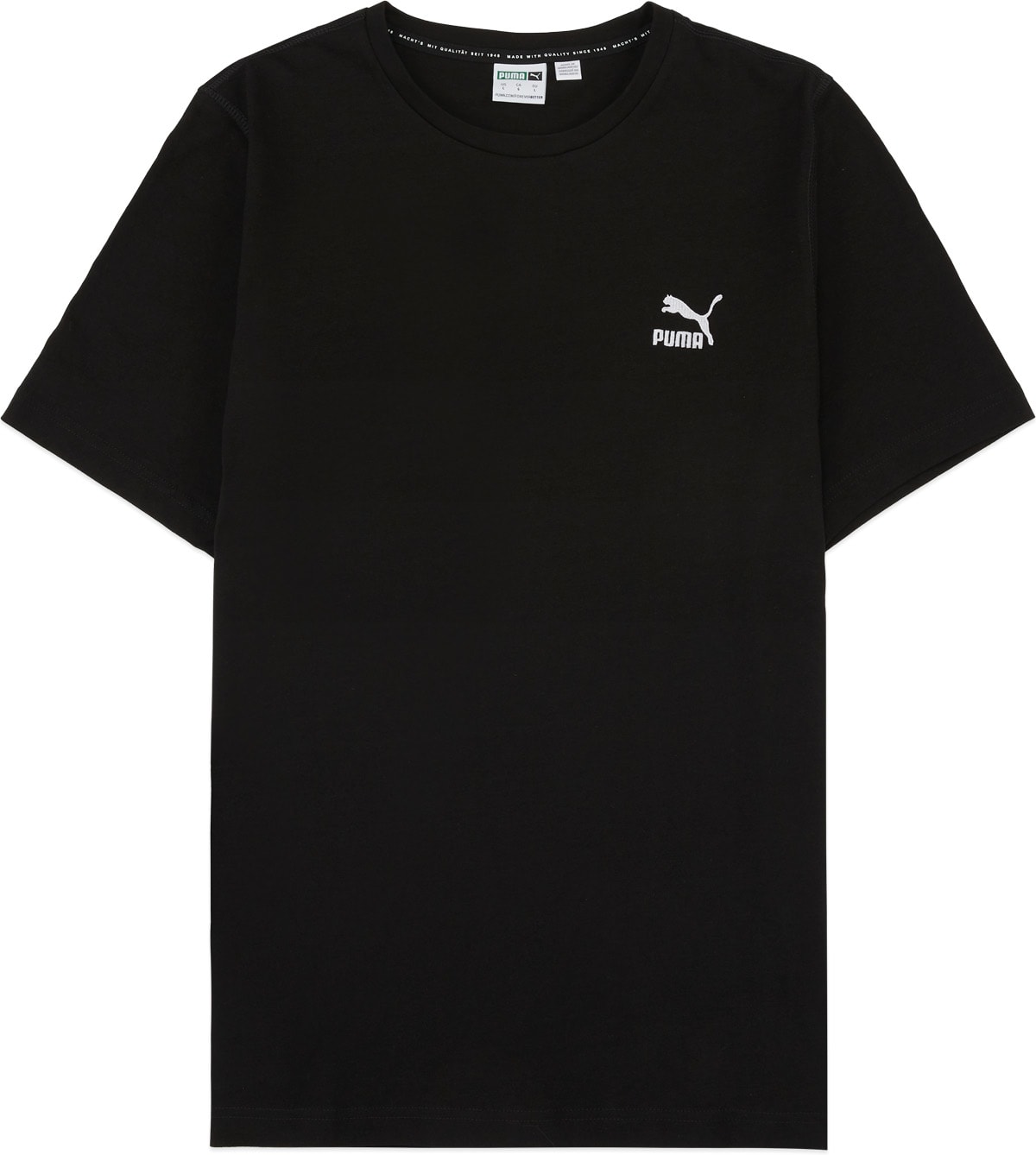 Puma: Black Classic Embroidered T-Shirt - 1