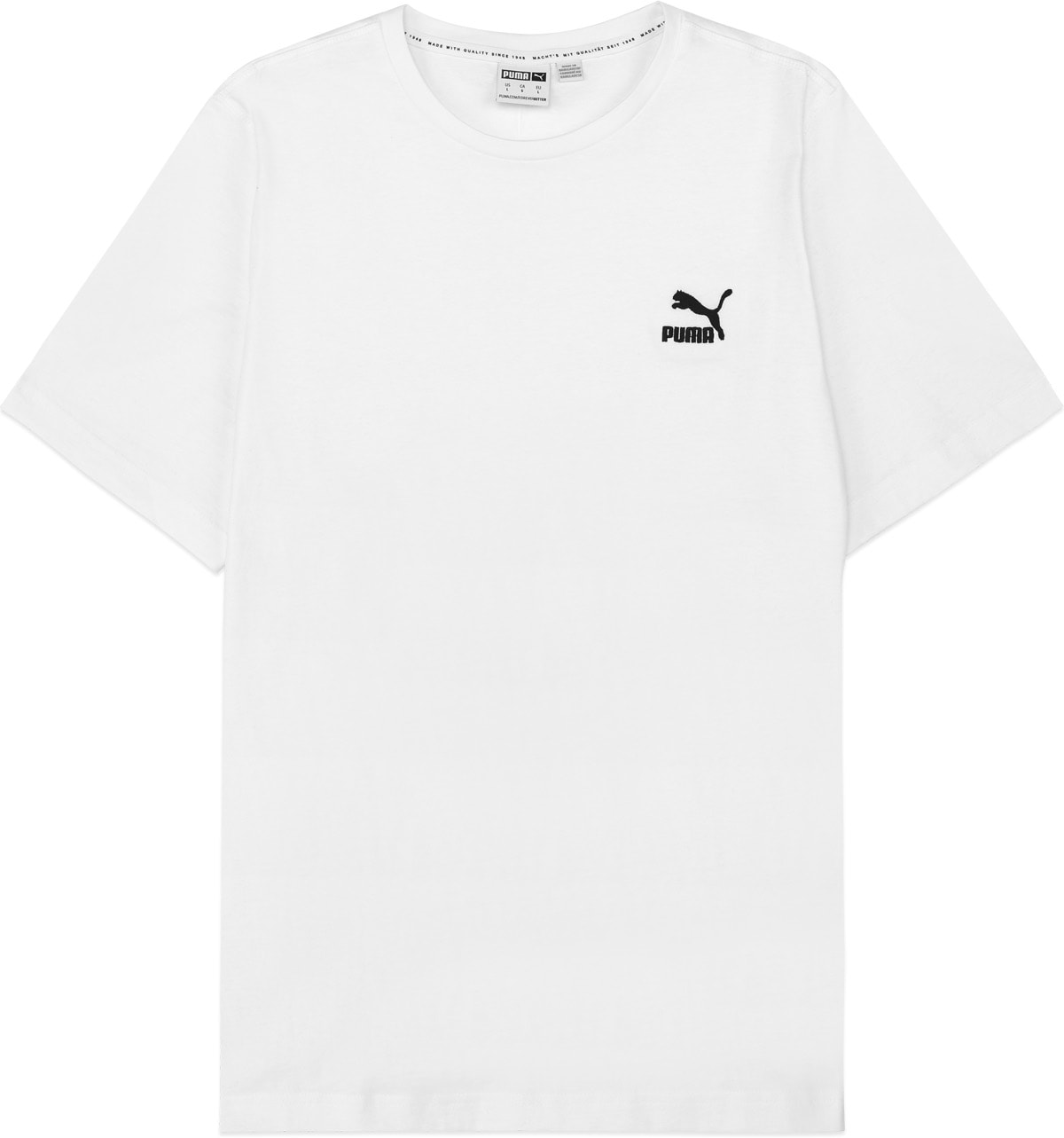 Puma: White Classic Embroidered T-Shirt - 1