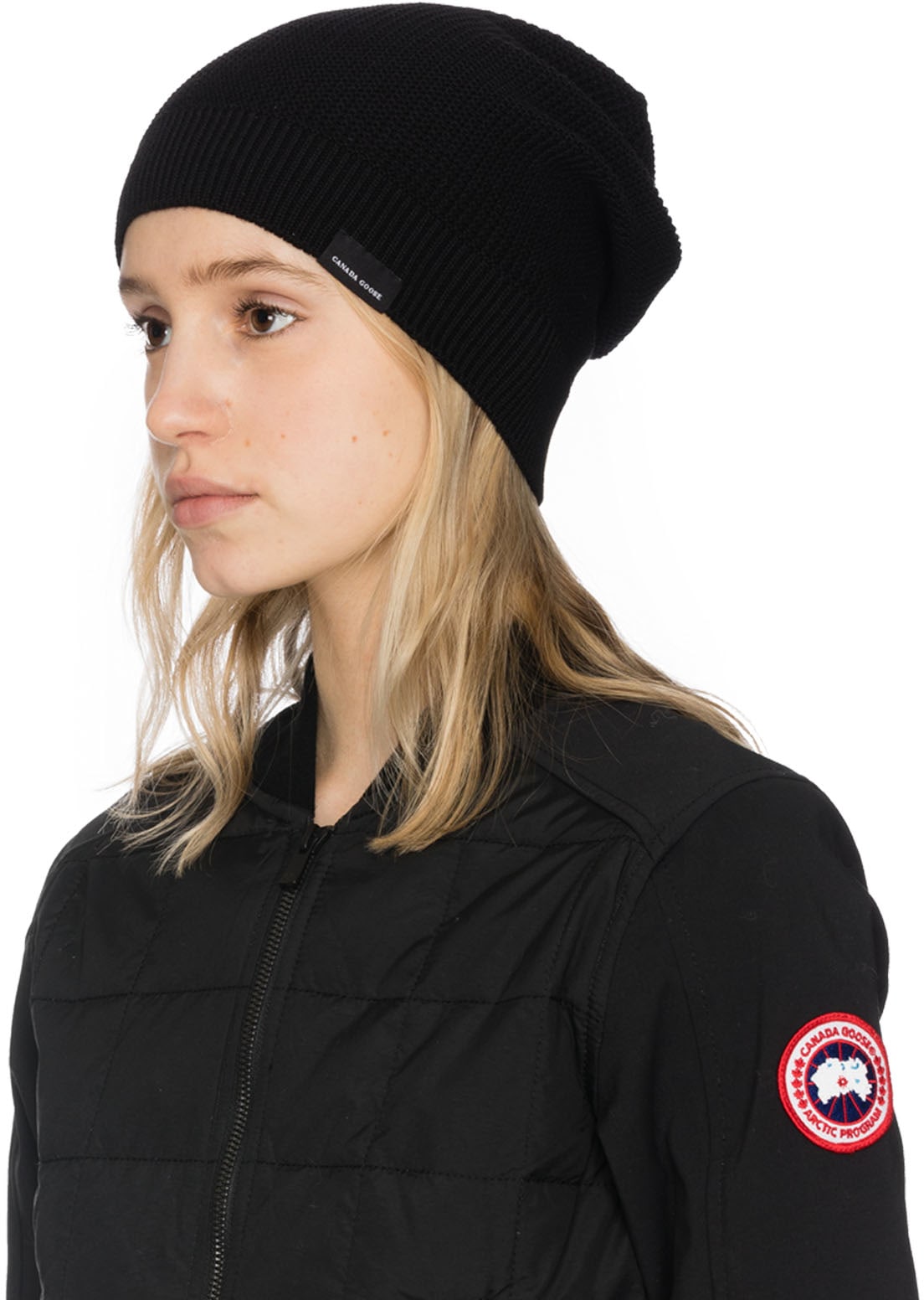 Canada Goose: Noir Tuque Slouchy Gaufré Noir - 2