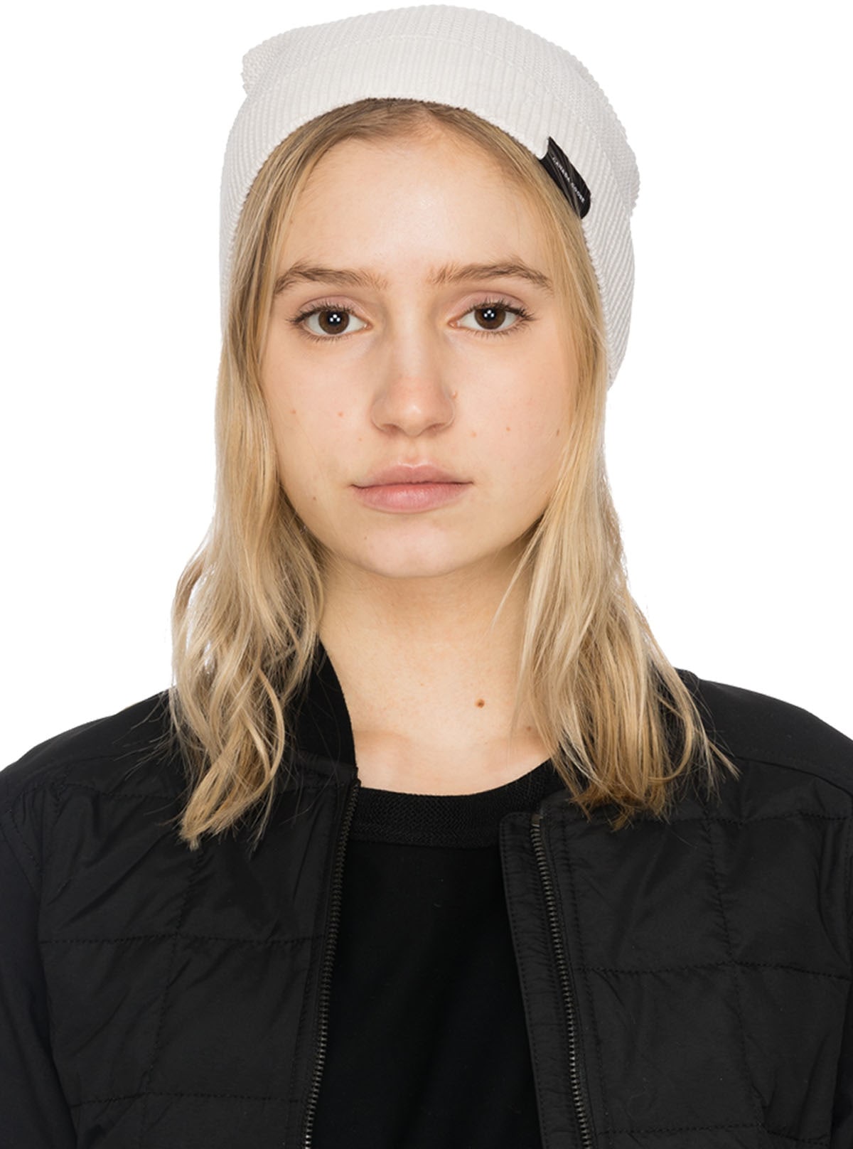 Canada Goose: White Waffle Slouchy Beanie - 1