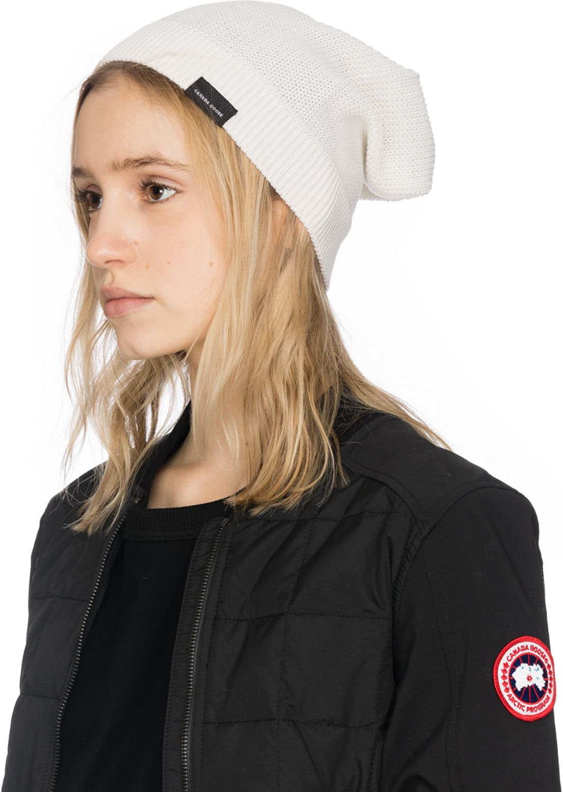 Canada Goose: White Waffle Slouchy Beanie - 2