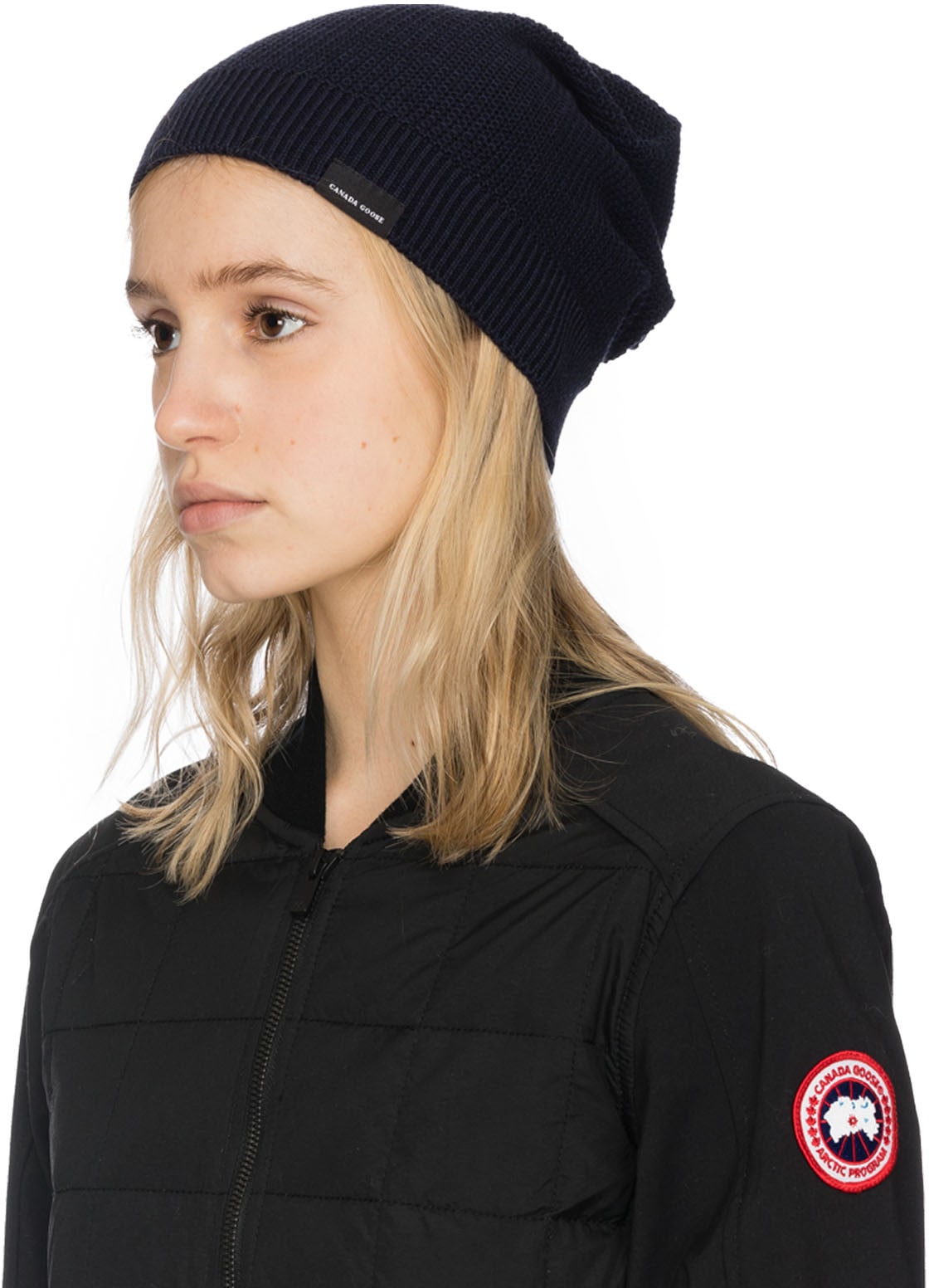 Canada Goose: Bleu Tuque Slouchy Gaufré Bleu - 2