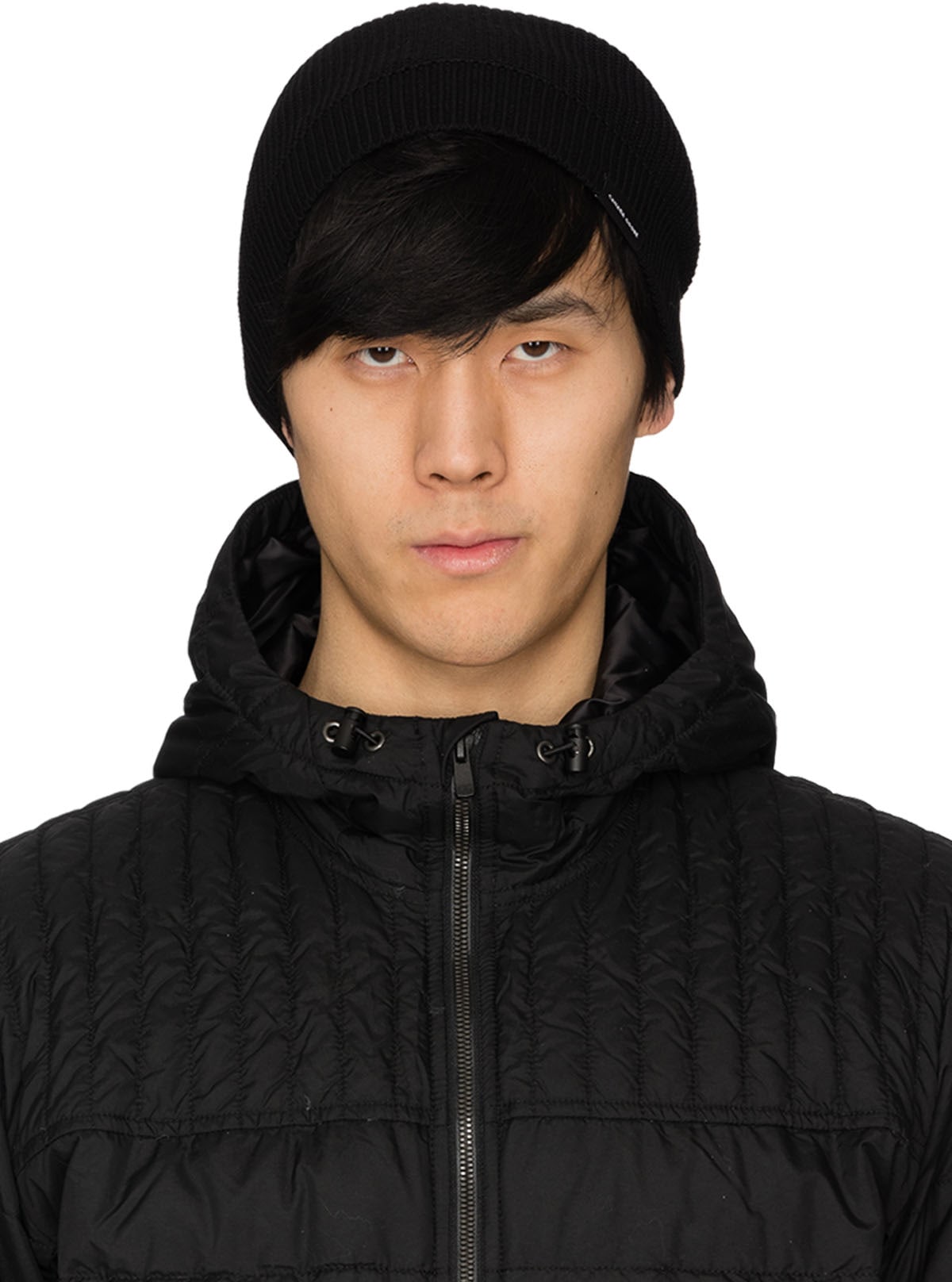 Canada Goose: Black Waffle Slouchy Beanie - 1