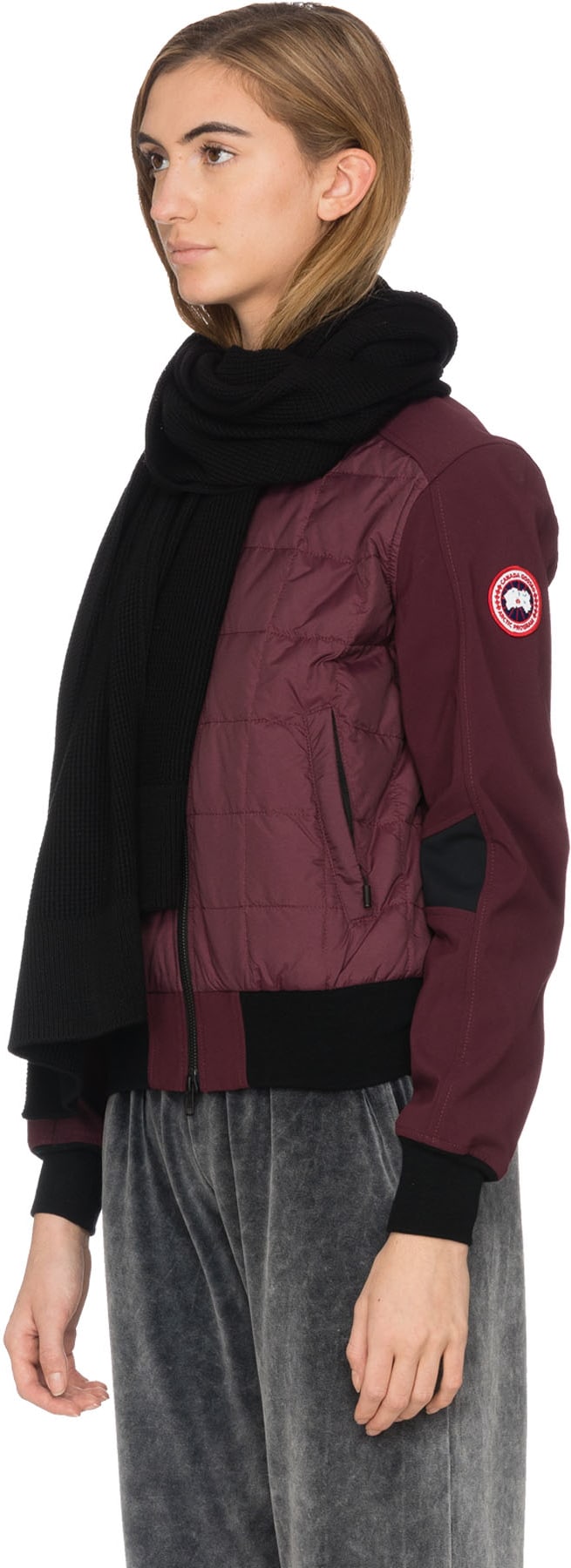 Canada Goose: Noir Écharpe en Maille Gaufrée Noir - 2