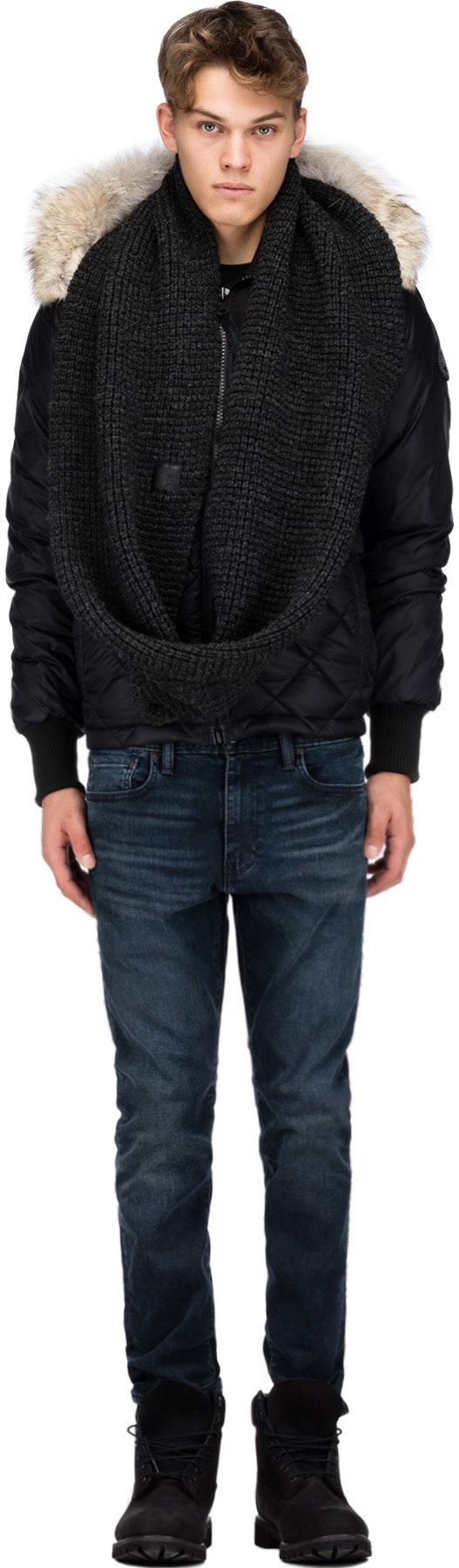 Canada Goose: Grey Waffle Infinity Scarf - 1
