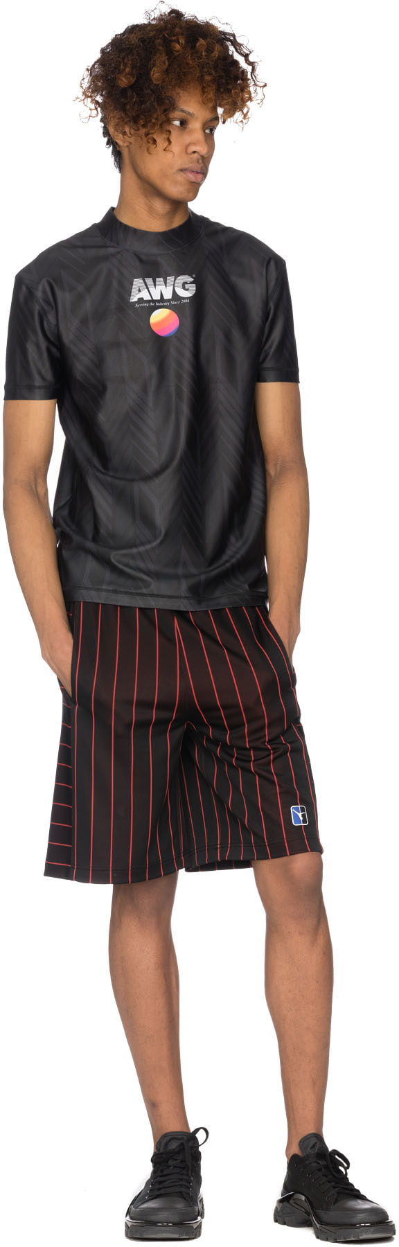 Alexander Wang: Multicolor Pinstripe Authentic Jersey Shorts - 4