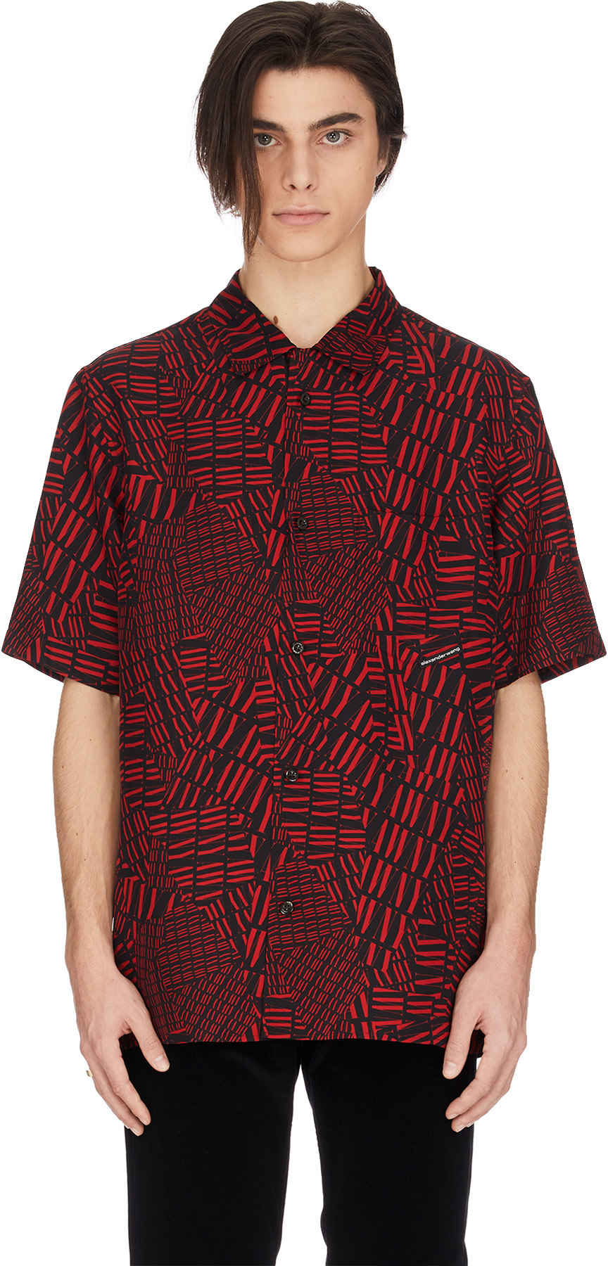 Alexander Wang: Multicolor Printed Logo Silk Hawaiian Shirt - 1