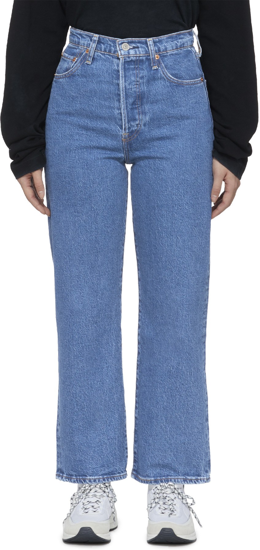 Levis: Bleu Jean Droit Ribcage Bleu - 1