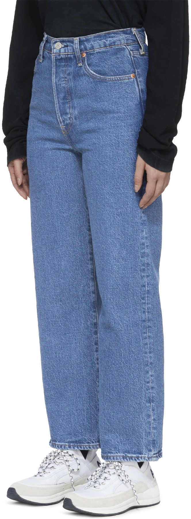 Levis: Bleu Jean Droit Ribcage Bleu - 2