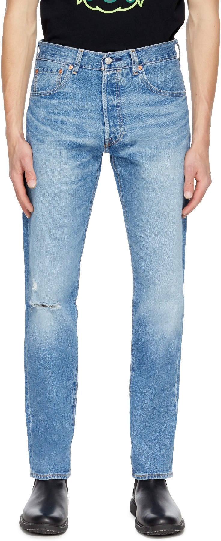 Levis: Bleu Jean Droit 501 93 Bleu - 1