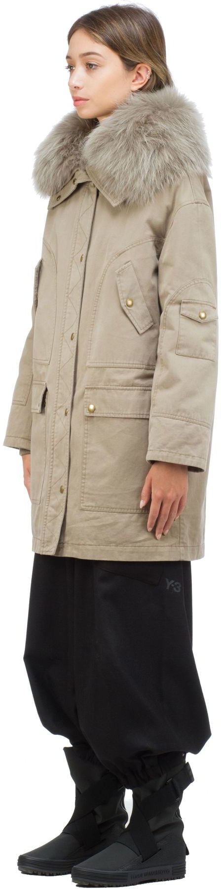 Yves Salomon: Neutrals Cotton Rabbit Fur Coat - 2