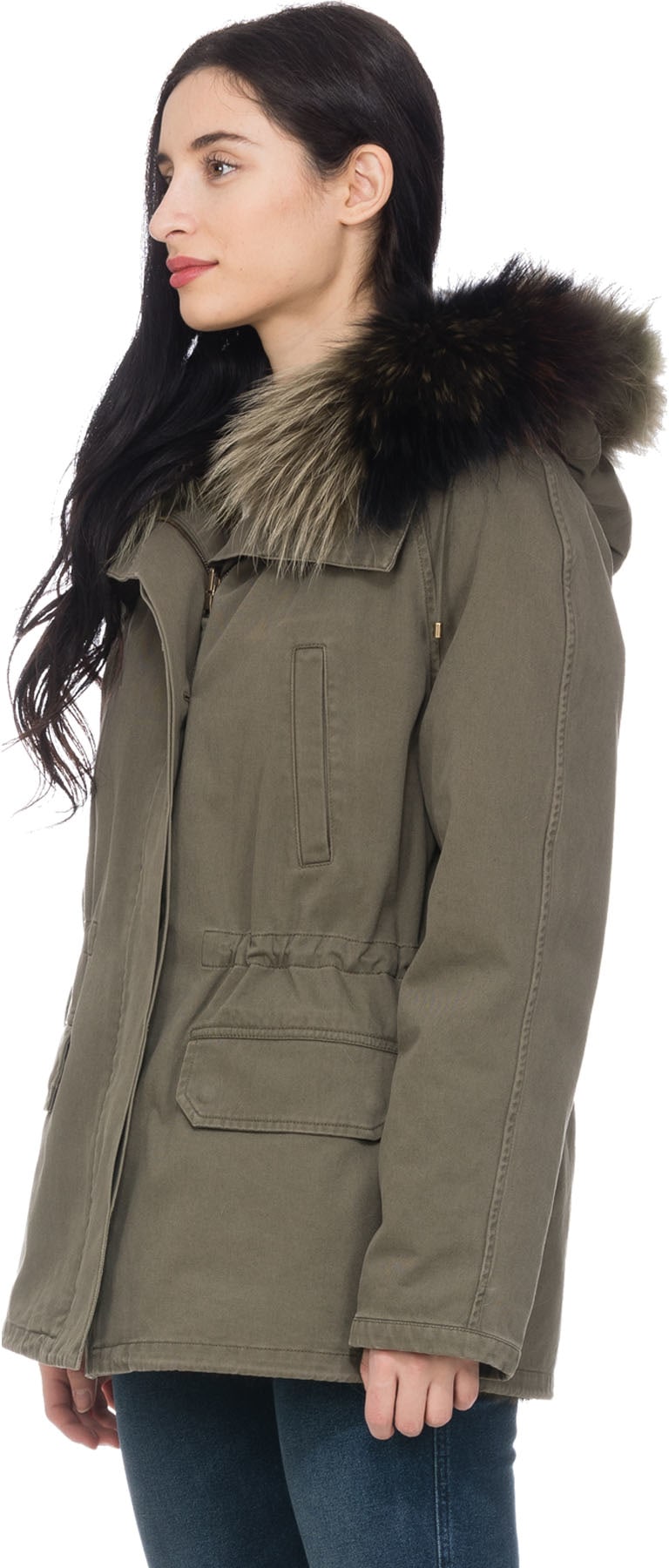 Yves Salomon: Green Mink Camo Lined Parka - 2