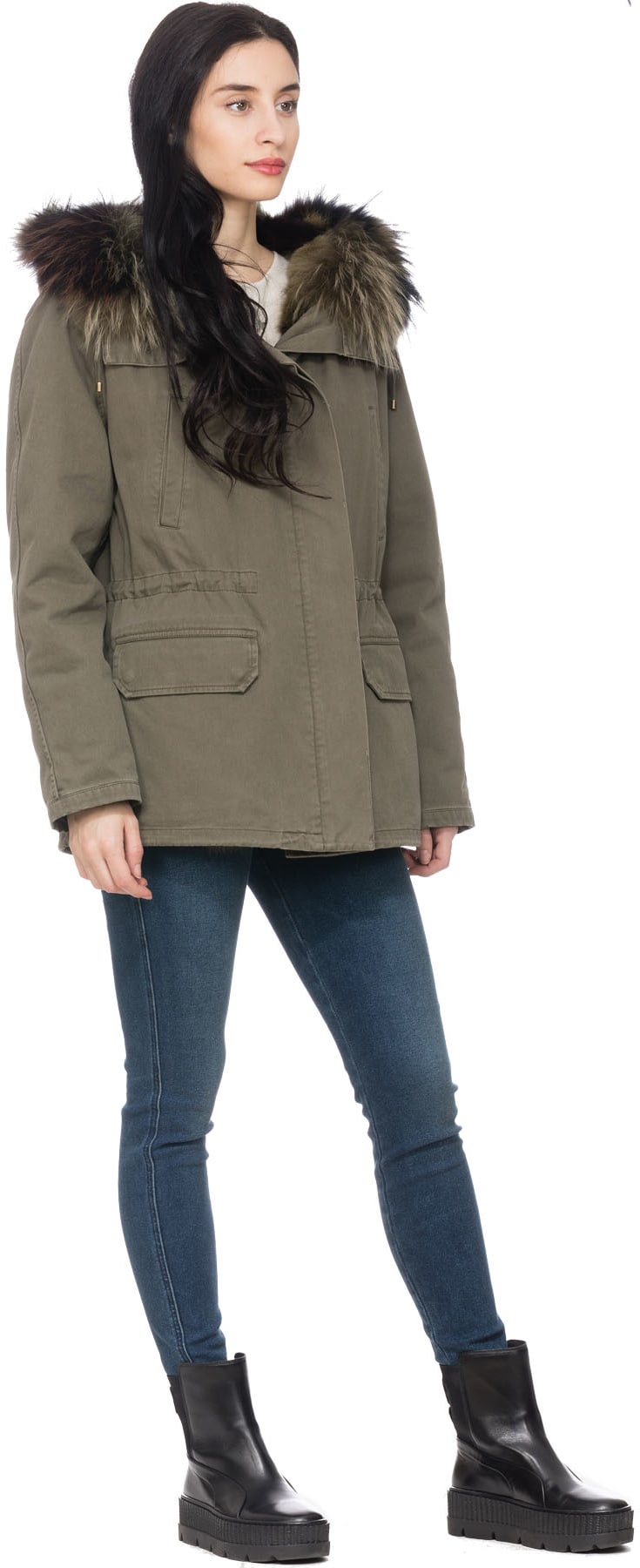 Yves Salomon: Green Mink Camo Lined Parka - 4