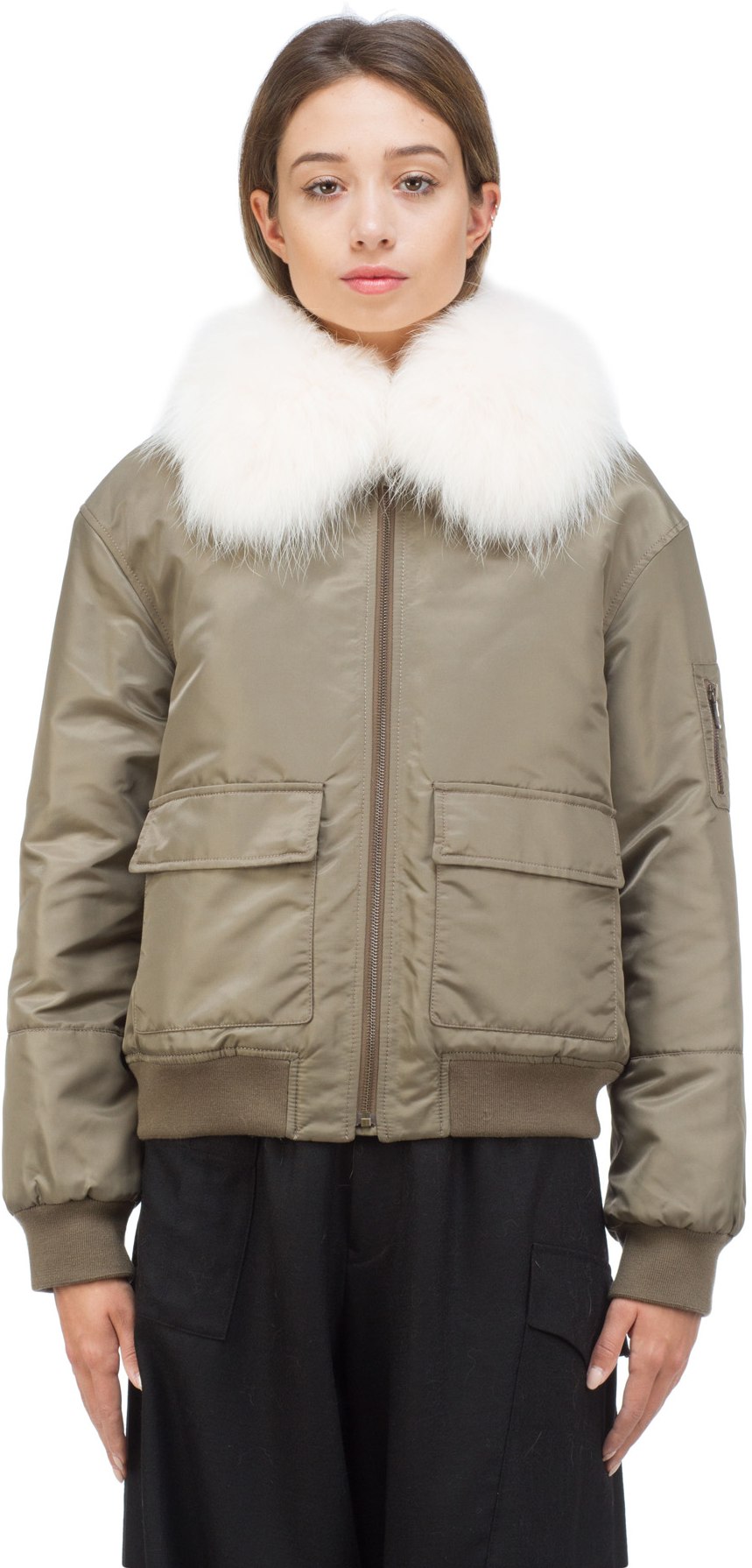 Yves Salomon: Brown Rabbit Fur Bomber - 1