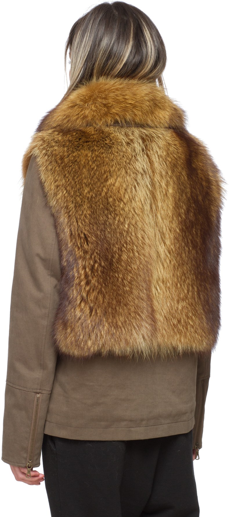 Yves Salomon: Green Raccoon Vest Jacket - 3