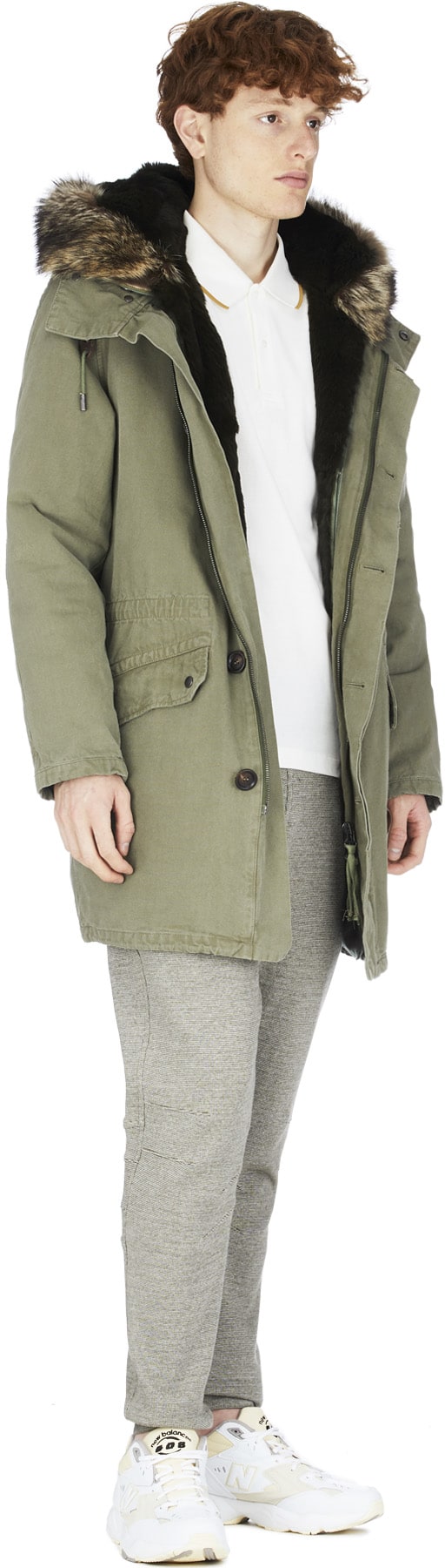 Yves Salomon: Green Cotton Rabbit Fur Parka - 4