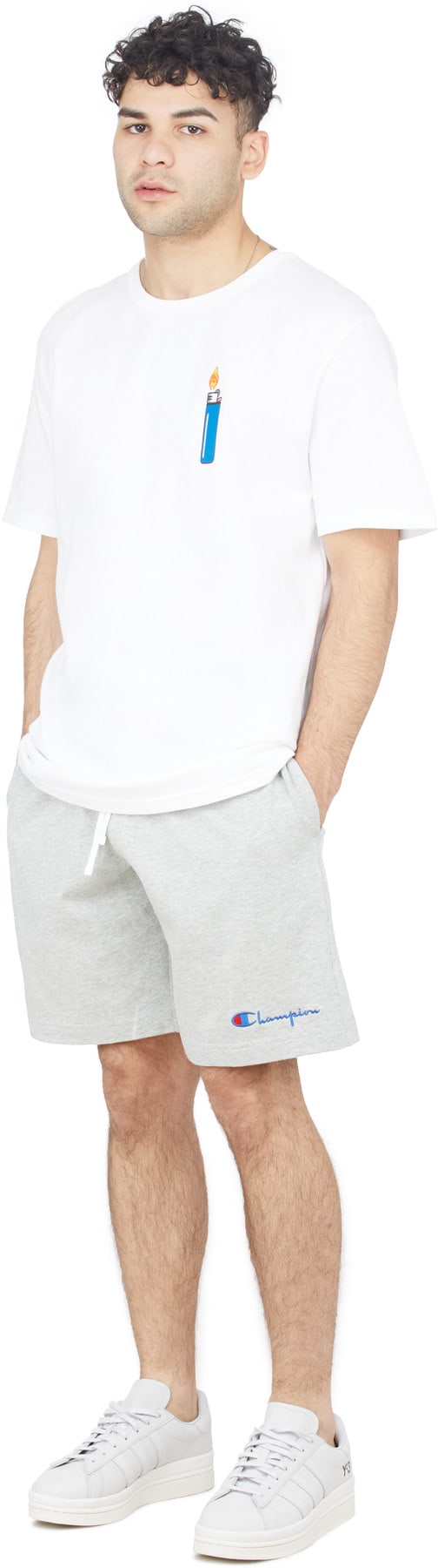 Champion: Grey Heavyweight Jersey Shorts - 4