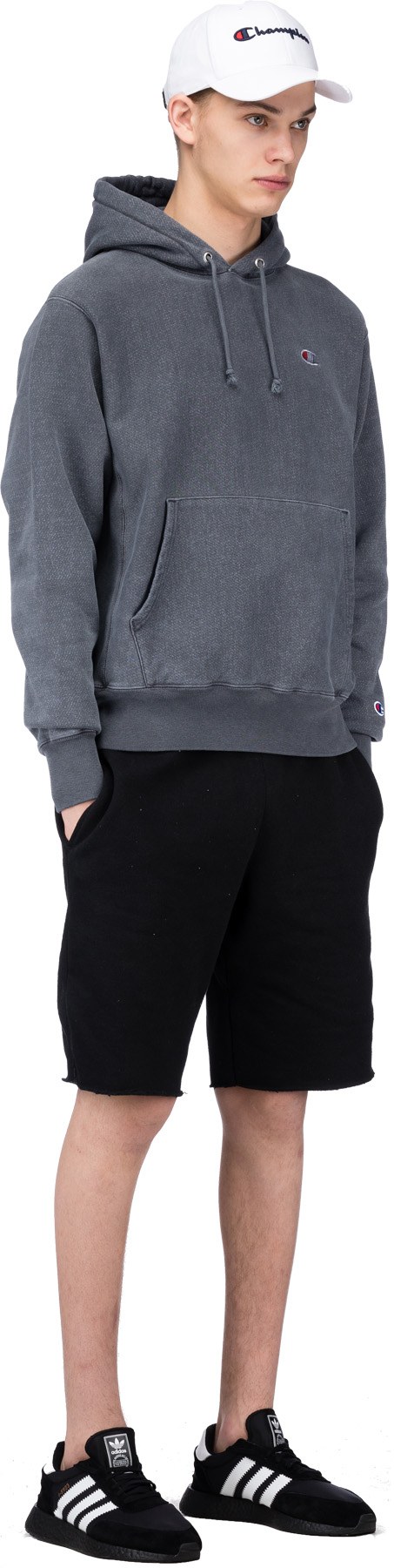 Champion: Black Reverse Weave Cut-Off Shorts - 4