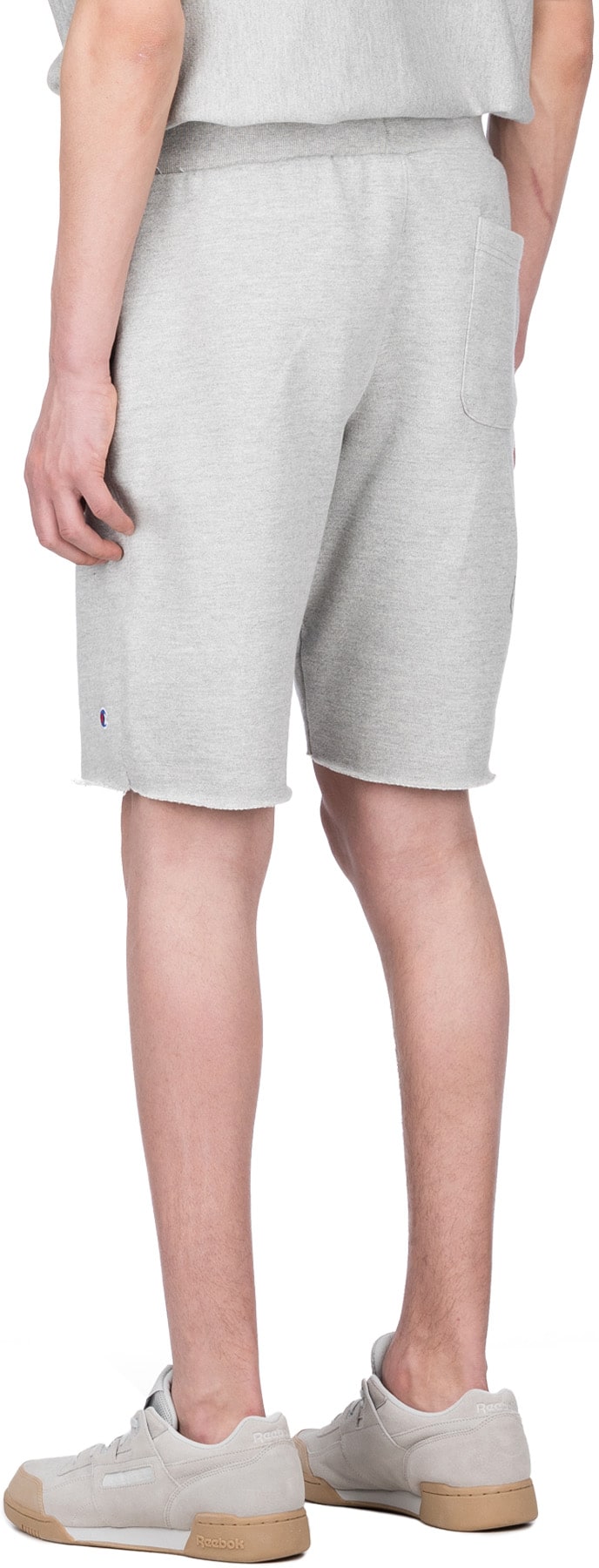 Champion: Grey Reverse Weave Cut-Off Shorts - 3