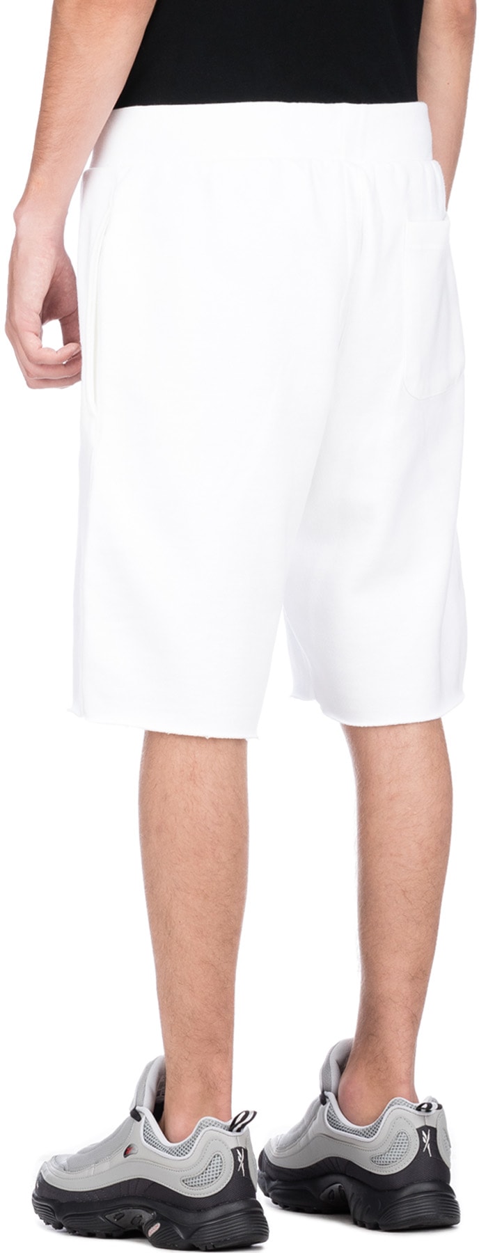 Champion: White Reverse Weave Cut-Off Shorts - 3
