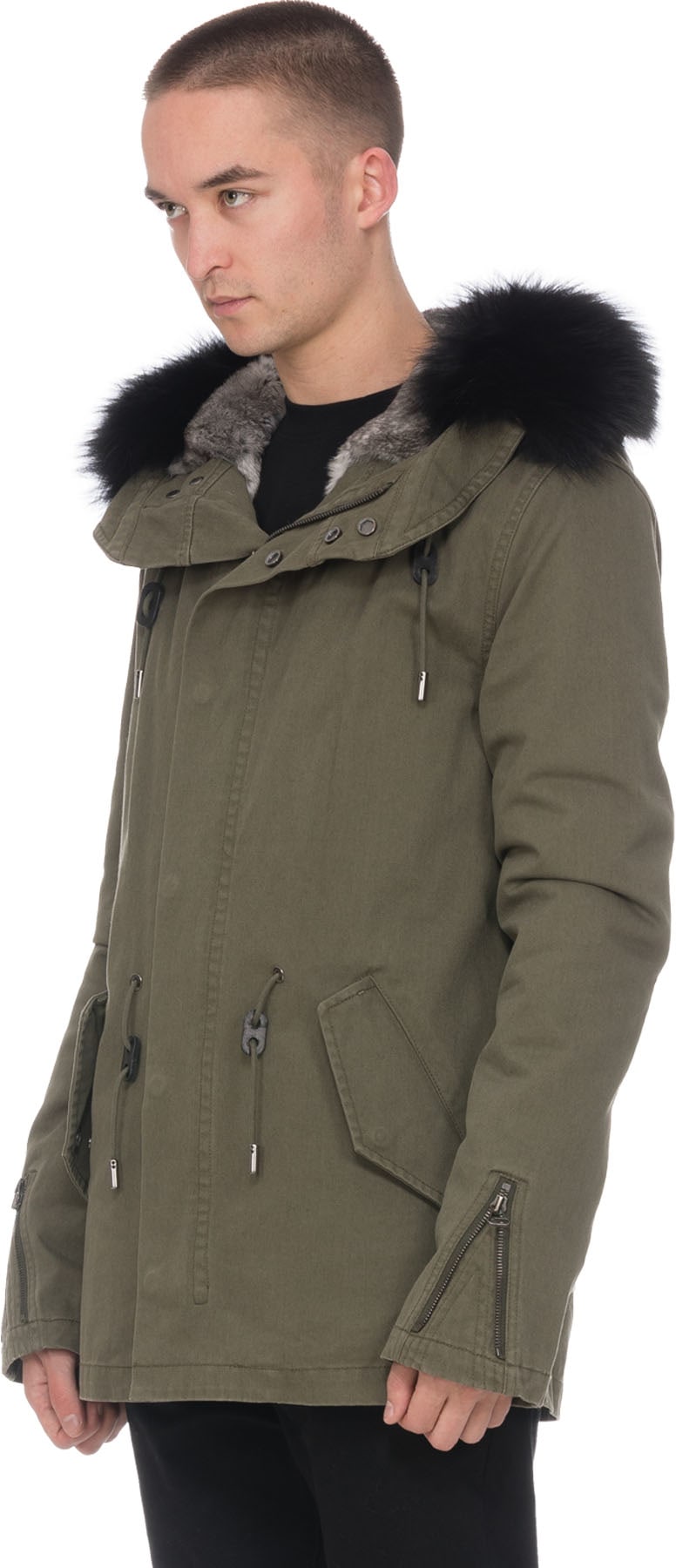 Yves Salomon: Green Rex Rabbit Lined Parka - 2